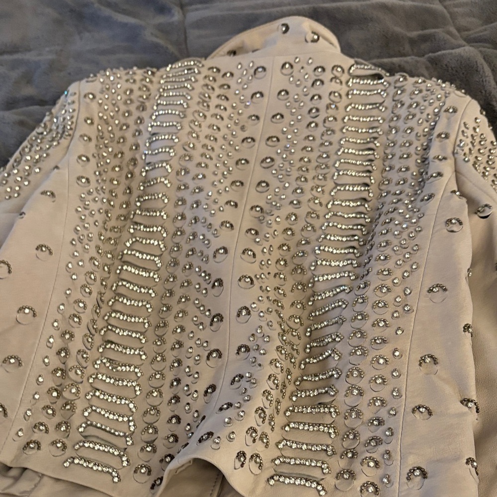 Authentic Alice + Olivia Embellished Leather Jacket - Picture 7 of 12